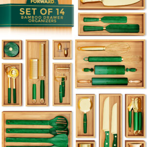 14-Piece Bamboo Drawer Organizers Set