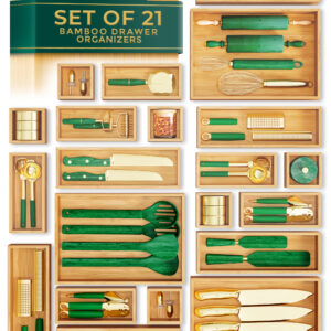 21-Piece Bamboo Drawer Organizers Set
