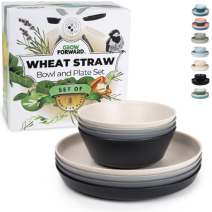 8-Piece Wheat Straw Plates and Bowls Set