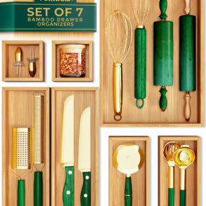 7-Piece Bamboo Drawer Organizers Set