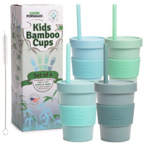 Kids Bamboo Cups with Lids and Straws